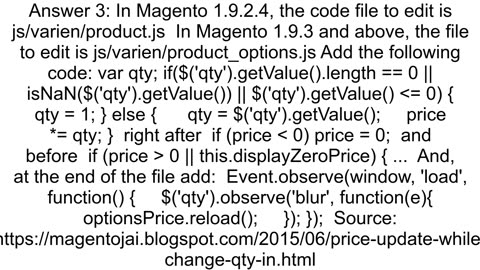 Update price automatically when quantity changed on product page Magento