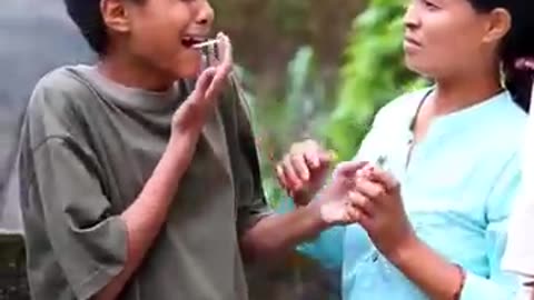 Boy smoking and mother angry