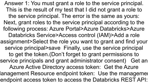 Error 403 User not authorized when trying to access Azure Databricks API through Active Directory