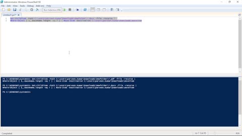 Move File with File Length with PowerShell