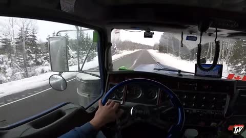 BACKING OUT INTO THE SNOW | My Trucking Life | Vlog #2696