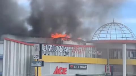 Fire on a mall