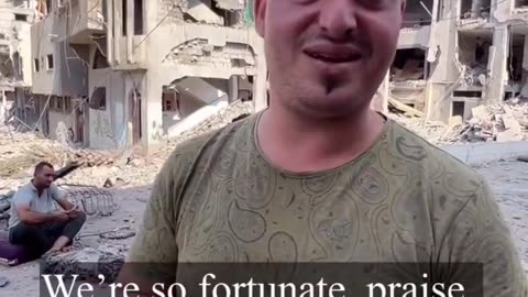 Palestinian man after his home in Gaza was destroyed due to an IDF airstrike