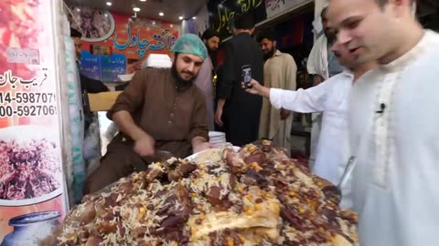 Street Food in Peshawar - GOLDEN PULAO Mountain + Charsi Tikka Kabab + Pakistani Street Food Tour!