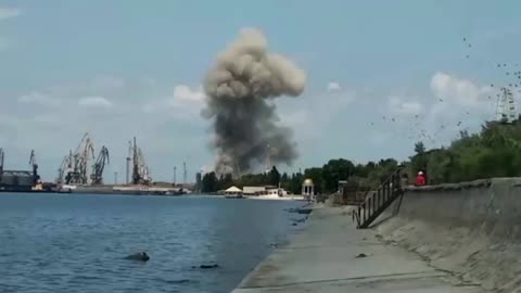 Cloud of smoke rises near Berdyansk port area