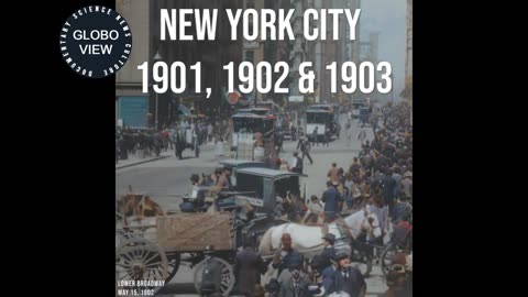 Restored footage of areas of New York City, United States, filmed between 1901 and 1903