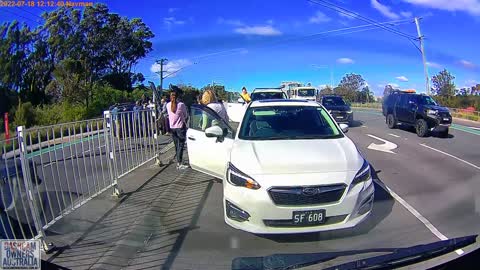 Mazda collides with fence and rolls - Glendale NSW