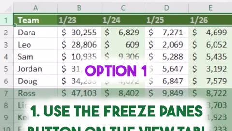 Freeze Cells FTW In Excel Software 🙌 🥶 #missexcel #exceltips