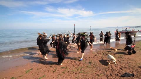 Beltane Border Morris & Wytchwood Morris joint Brimfield in sinking sand 22nd June 2014