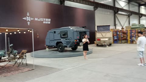 a colleague works on live show njstar rv offroad camper trailer