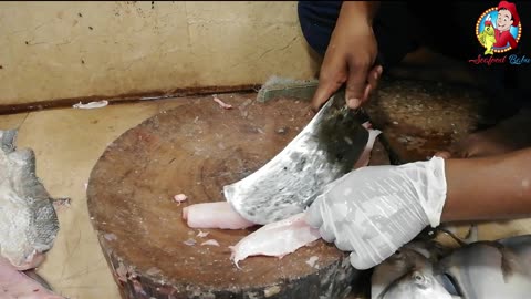 Amazing Ramas Slicing | Expert Indian Salmon Fish Cutting Skills | Seafood Babu