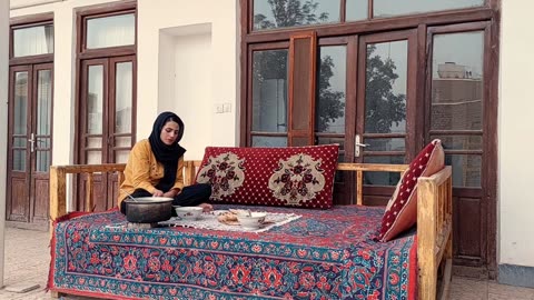 Village Vlog | making eshkeneh an Iranian food in my grandma villge house With Melon Seed Soup