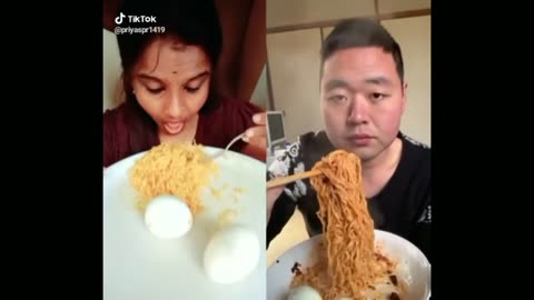 TikTok Funny food challenge! China vs. India