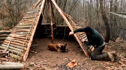 Building a Hunting Lodge with a Fireplace - Shelter from Wood and Clay