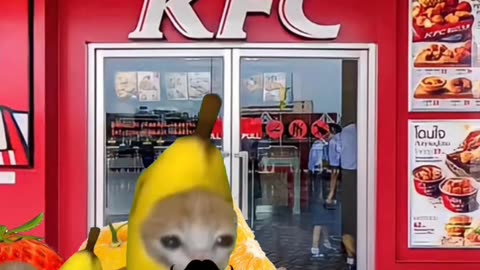 BANANA CAT 🍌🐱 DON'T LIKE WAITING LINE FOR KENTUCKY