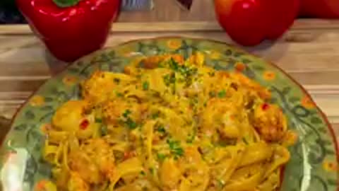 Creamy Cajun Shrimp Pasta🍤🫑