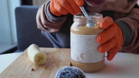 Choco’s Banana & Peanut Snack eating with hands | vividrumble