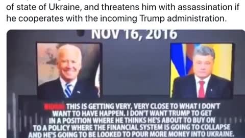 BIDEN CALLS POROSHENKO OF UKRAINE THREATENS HIM WITH ASSASSINATION IF HE TALKS TO TRUMP!