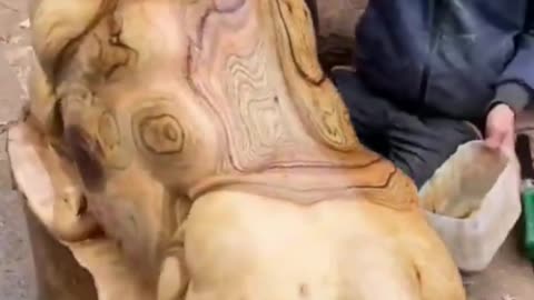 Creative Wood Art Work | Bull Wood Sculpture