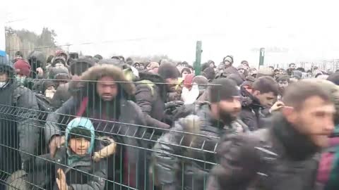 Large groups of illegal migrants gather at Poland-Belarus border crossing