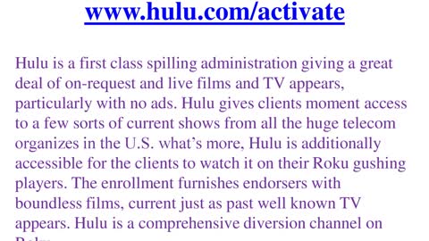 How To Activate Hulu By Using www.hulu.com/activate