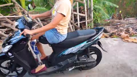 Amputee Ride Motorcycle in Indonesia