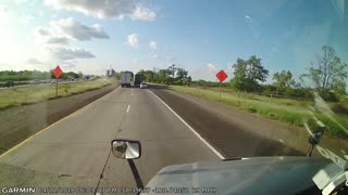 Car Cuts off Semi Trailer