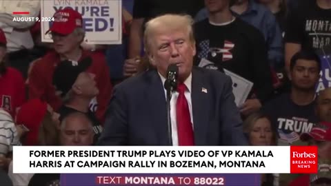 Trump Play Viral Gaffe Supercut Of Kamala Harris On The Jumbotron At Montana Campaign Rally