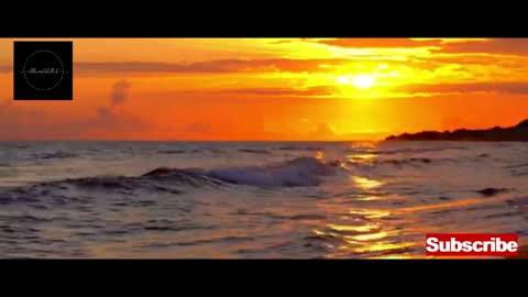 Sunset and Natural sounds, Meditation music, Sunset view on OCEAN