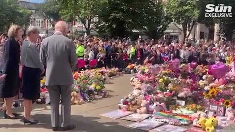 King meets child survivors of Southport knife attack and visits sea of heartbreaking tributes