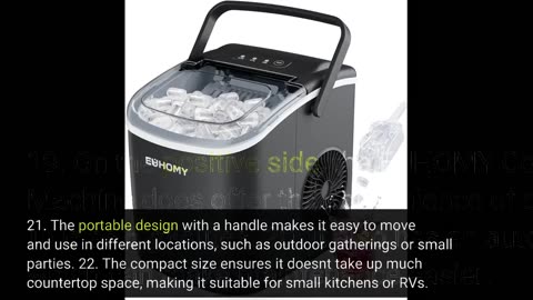 EUHOMY Countertop Ice Maker Machine with Handle, 26lbs in 24Hrs, 9 Ice Cubes Ready in 6 Mins, A...