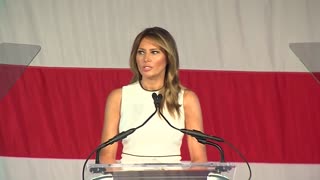 Melania Trump accepts the Palm Beach Atlantic University's 2020 Woman of Distinction award