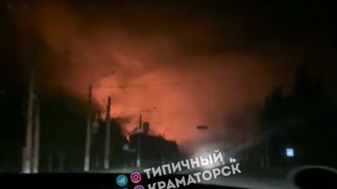 Several explosions reported in Kramatorsk, a large fire has started