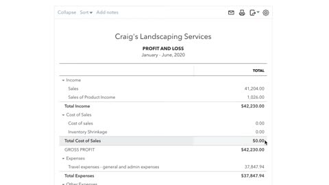 Profit And Loss Statement QuickBooks Online