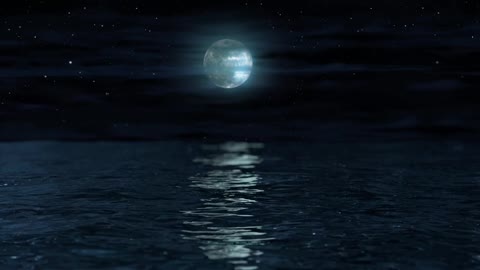 moon reflection on the water at night - blue ocean at night - romantic view