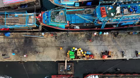 Fishing Boats drone image video