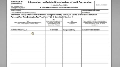 Form 1120 Schedule B-1....Disclosure of Shareholders...