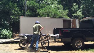 Dirt Bike Busts Through Rotten Ramp