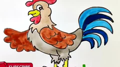 How to draw a rooster?