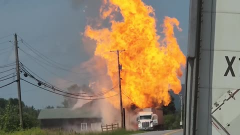 Massive Inferno Rises Out of Semi Truck