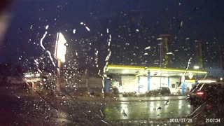 Lightning Strike hits gas station in Germany