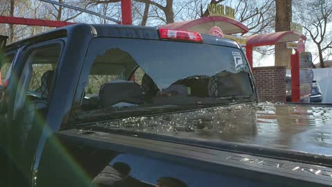 broken window from car wash