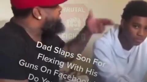 Father smacks his son for flexing his gun on social media