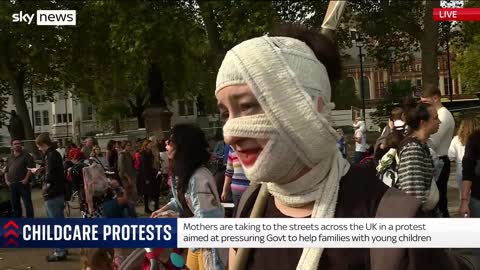 Protests calling for affordable childcare around the UK