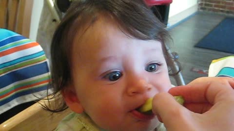 Baby Girl Makes Hilarious Face Trying Sour Pickle For The First Time