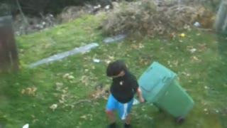 Teen Trains with a Trash Can