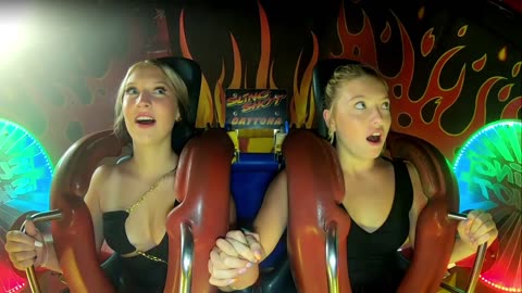 Hot girls Amazing slingshot ride