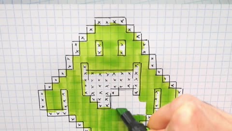 how to Draw Slimer - Hello Pixel Art by Garbi KW #shorts