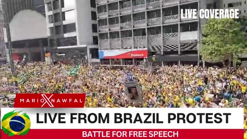 IT'S HAPPENING! Absolutely massive protest in Brazil today for free speech