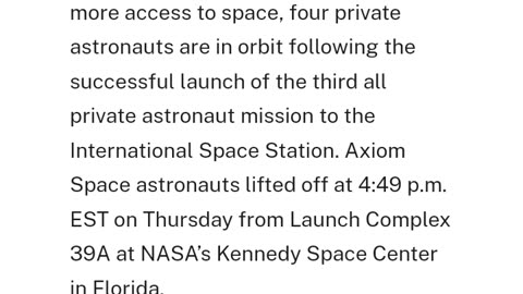 Nasa's Axiom3 mission launch